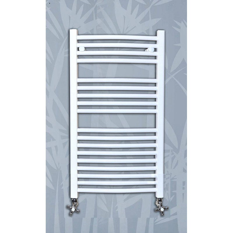 tieners Naar behoren ui Witte Gebogen Handdoekradiator 120 cm x 40 cm. Compleet met Toebehoren