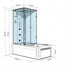 Douche- Bad Combinatie Loena 180x90 CM. Bad en ...
