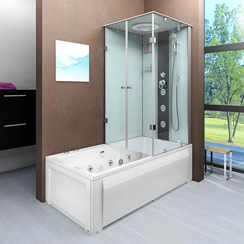 Douche- Bad Whirlpool Combinatie Silvus-L 180x90x222CM Douche- Bad Whirlpool Combinatie Silvus-L 180x90x222CM