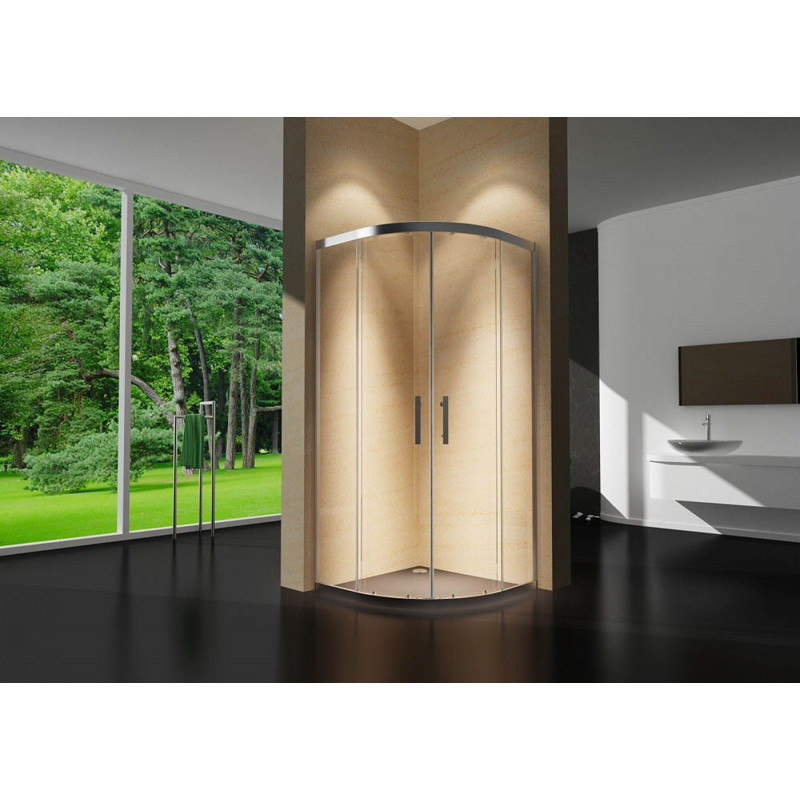 Douchecabine 80x80CM Kwartrond Floor- Helder Glas