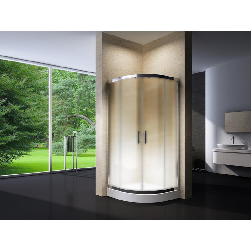 Douchecabine 80x80CM Kwartrond Floor HB- Mat Glas