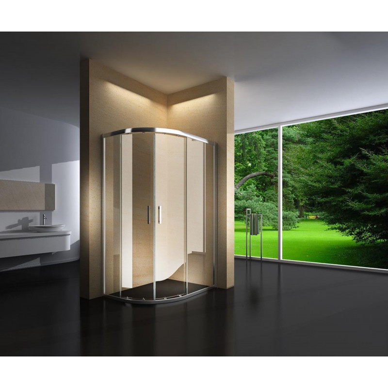 Douchecabine 120x90CM Kwartrond Floor- Helder Glas