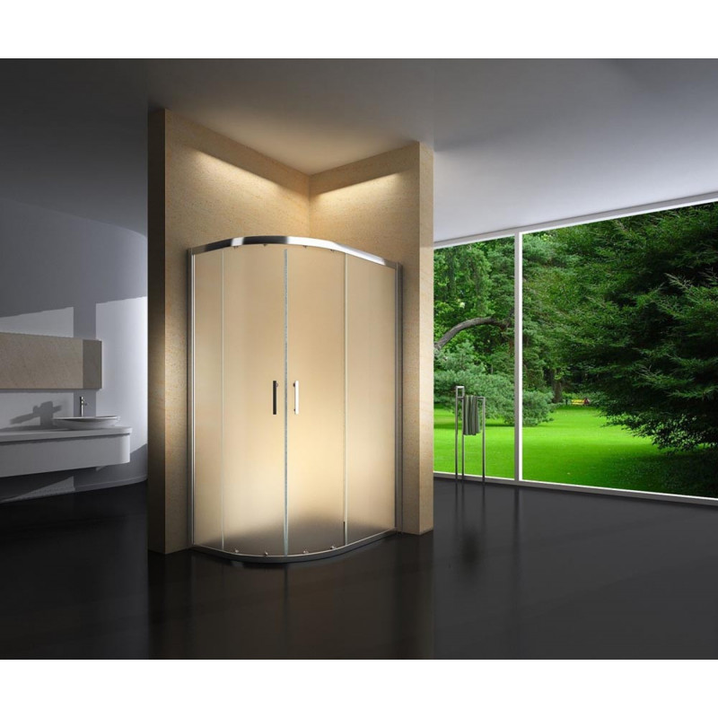 Douchecabine 120x90CM Kwartrond Floor- Mat Glas