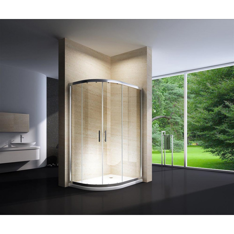 Douchecabine 120x90CM Kwartrond Floor - Lage Bak- Helder Glas