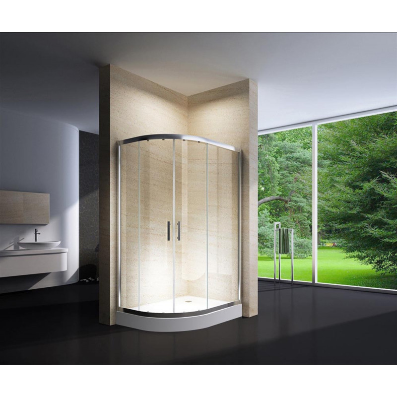 Douchecabine 120x90CM Kwartrond Floor - Hoge DoucheBak- Helder Glas