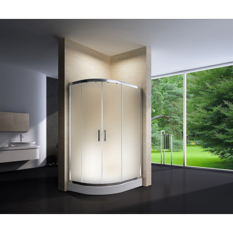 Douchecabine 120x90CM Kwartrond Floor - Hoge DoucheBak- Mat Glas