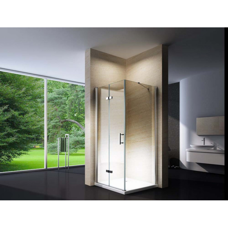 Douchecabine Vierkant 90x90CM Rotana LB. Vast wand en een vouwdeur. Lage Douchebak. Helder Glas. Douchecabine Vierkant 90x90CM Rotana LB. Vast wand en een vouwdeur. Lage Douchebak. Helder Glas.