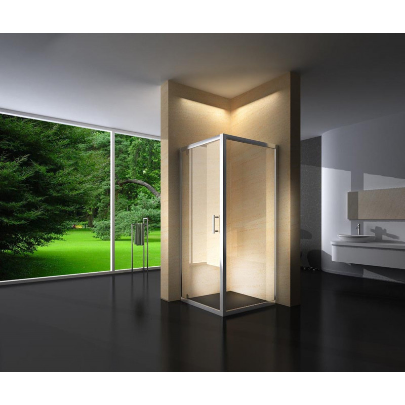 Douchecabine Vierkant 90x90CM Marjo. 1 Douchedeur en Wand. Helder Glas. Douchecabine Vierkant 90x90CM Marjo. 1 Douchedeur en Wand. Helder Glas.