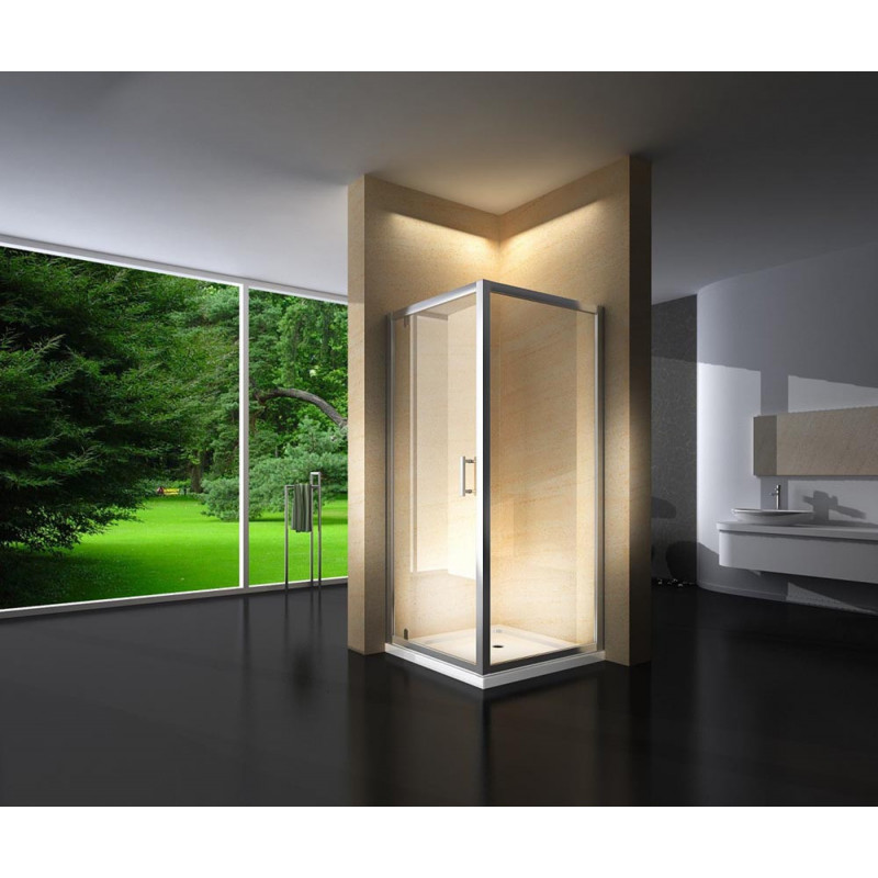 Douchecabine Vierkant 90x90CM Marjo. 1 Douchedeur en Wand. Helder Glas. Lage Douchebak Douchecabine Vierkant 90x90CM Marjo. 1 Douchedeur en Wand. Helder Glas. Lage Douchebak