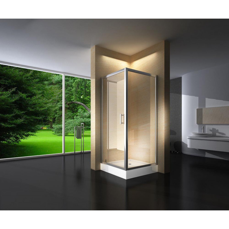 Douchecabine Vierkant 90x90CM Marjo. 1 Douchedeur en Wand. Helder Glas. Hoge Douchebak Douchecabine Vierkant 90x90CM Marjo. 1 Douchedeur en Wand. Helder Glas. Hoge Douchebak