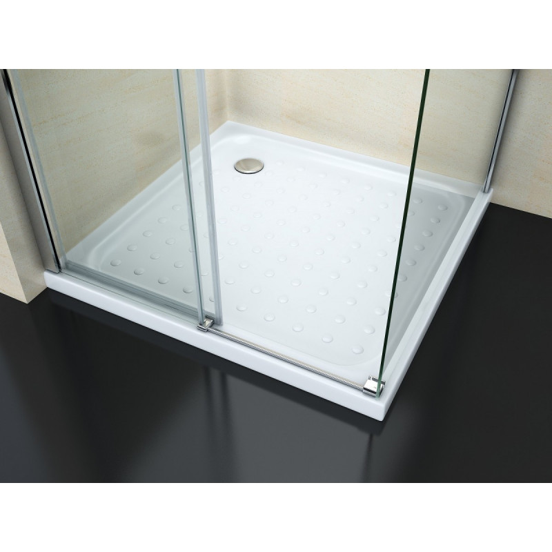 Vierkante Douchecabine 100x100CM met 1 Deur op Geleider. Lage Bak