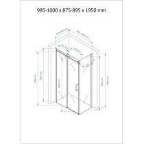 Douchecabine 100x90CM Rechthoekig Vita- Helder Glas