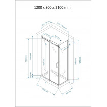 Douchecabine 120x80CM Rechthoekig Vita HB- Helder Glas