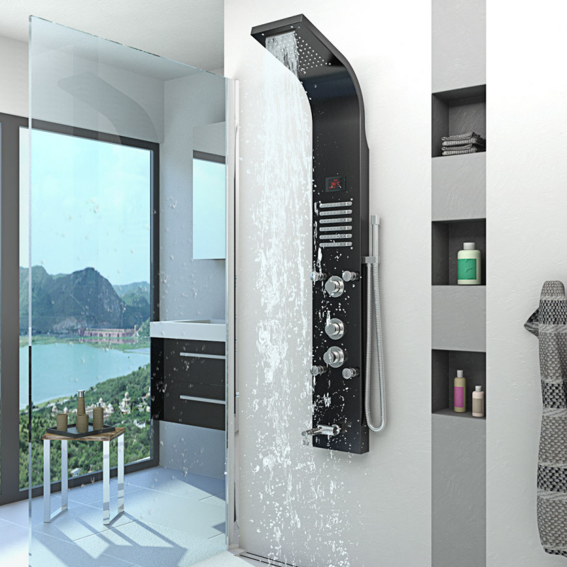 RVS Douchepaneel Lux Black Thermostaat RVS Douchepaneel Lux Black Thermostaat
