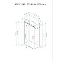 Douchecabine 120x90CM Rechthoekig Vita- Helder Glas