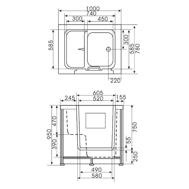 Instap Zitbad Flush 100 X 78 X 113