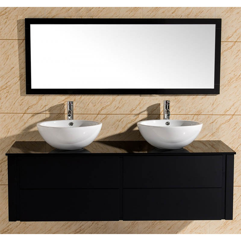 Badkamermeubel Cleopatra Zwart op Zwart 150 CM Badkamermeubel Cleopatra Zwart op Zwart 150 CM