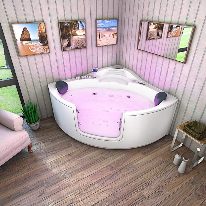 Bad Douche Whirlpool Stoom Combinatie Instapbad Rivera White 140X140X60CM