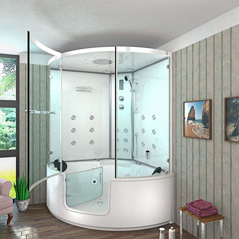 Bad Douche Whirlpool Stoom Combinatie Instapbad Rivera White 140X140X60CM