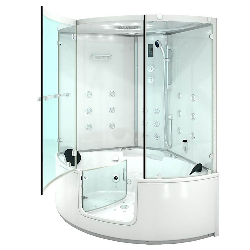 laden Verrast zijn Menda City Bad Douche Whirlpool Stoom Instap Combi Rivera White 140X140X210