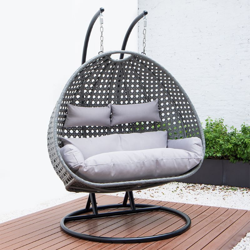 definitief Verbeteren Disco 2 Persoons Hangstoel Duo Grey. Wicker Hangstoel