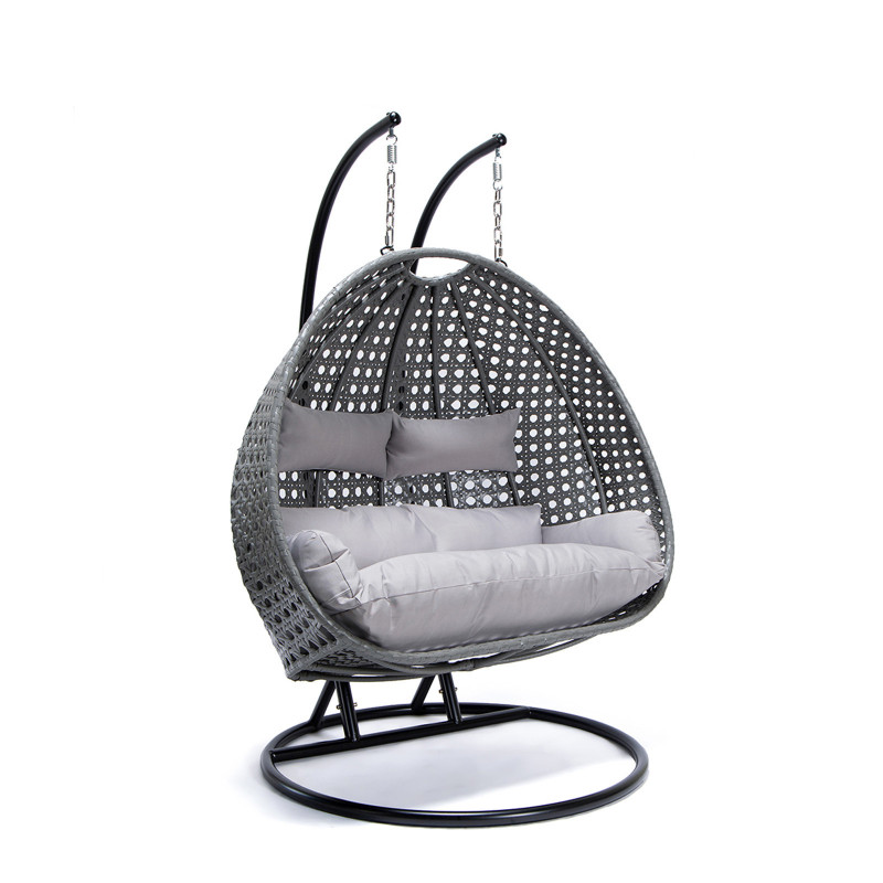 vee Productie Landgoed 2 Persoons Hangstoel Duo Grey. Wicker Hangstoel