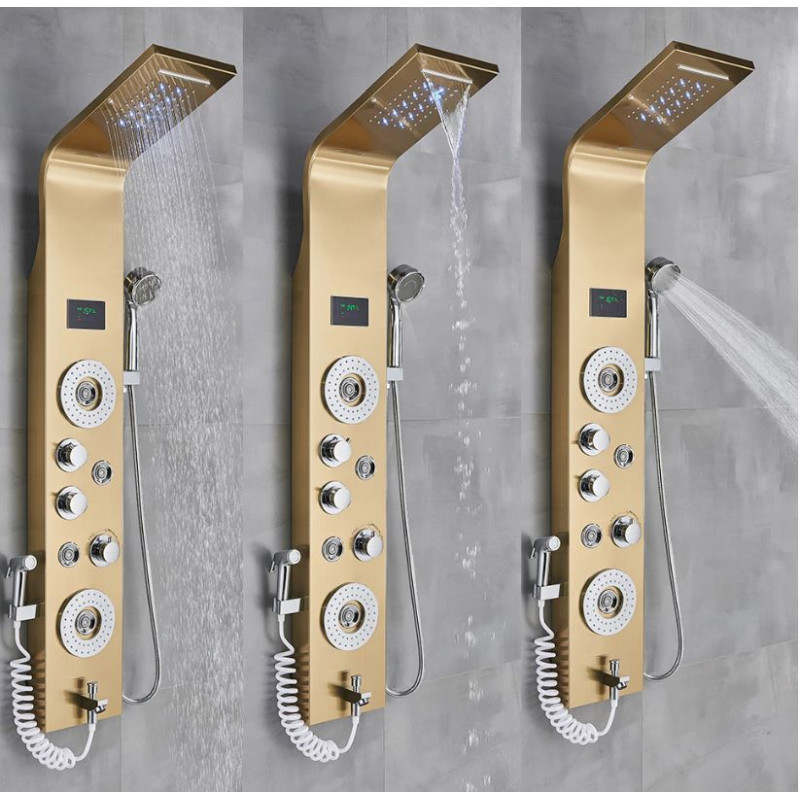 RVS Douchepaneel Lux Gold Thermostaat