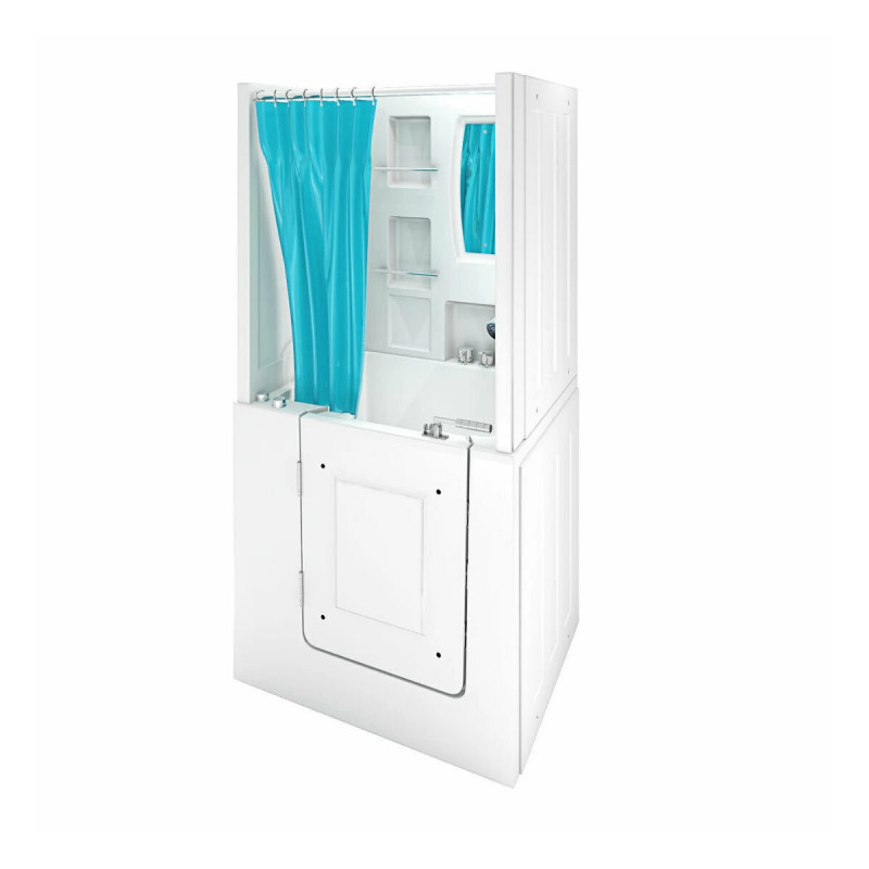 Instap Zitbad  Flush Links 100X78X113 Met Whirlpool en Douche Opbouwdeel