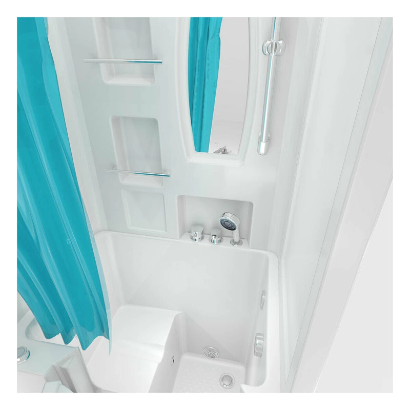 Instap Zitbad  Flush Links 100X78X113 Met Whirlpool en Douche Opbouwdeel
