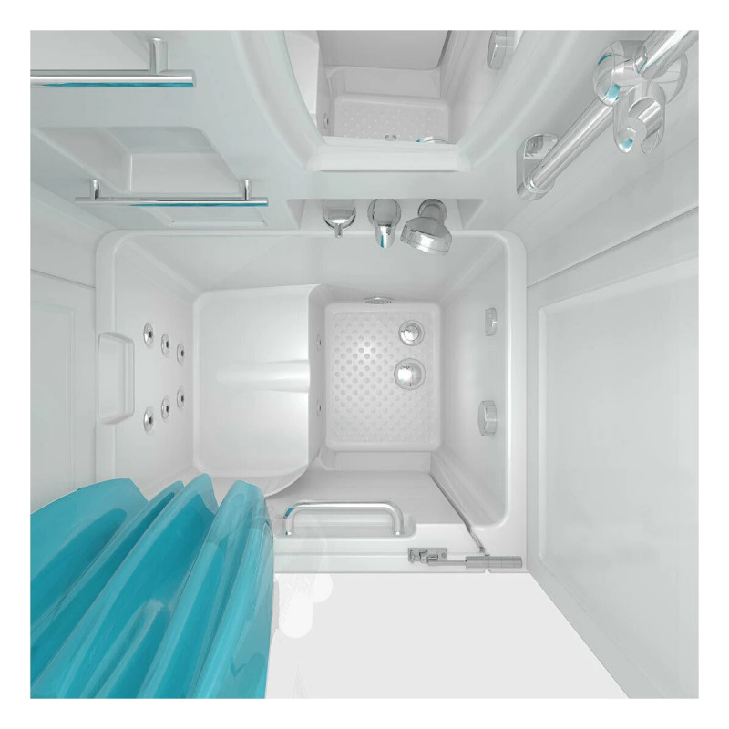 Instap Zitbad  Flush Links 100X78X113 Met Whirlpool en Douche Opbouwdeel