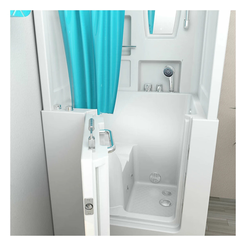 Instap Zitbad  Flush Links 100X78X113 Met Whirlpool en Douche Opbouwdeel