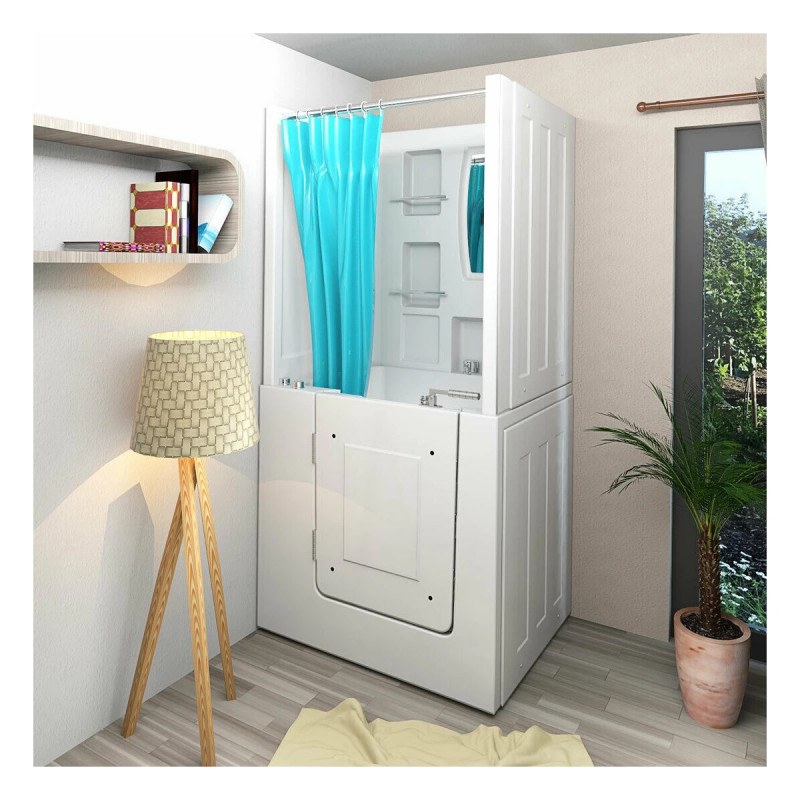 Instap Zitbad  Flush Links 100X78X113 Met Whirlpool en Douche Opbouwdeel