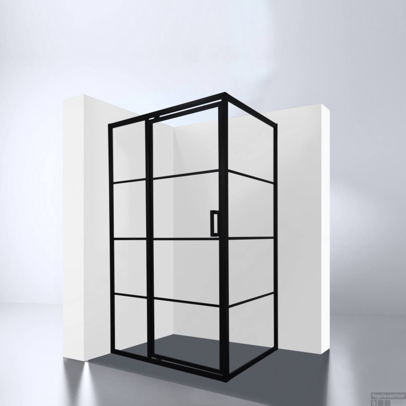 Douchecabine Zwart "Zeplin-1200" met deur 1200x900x2100x8mm