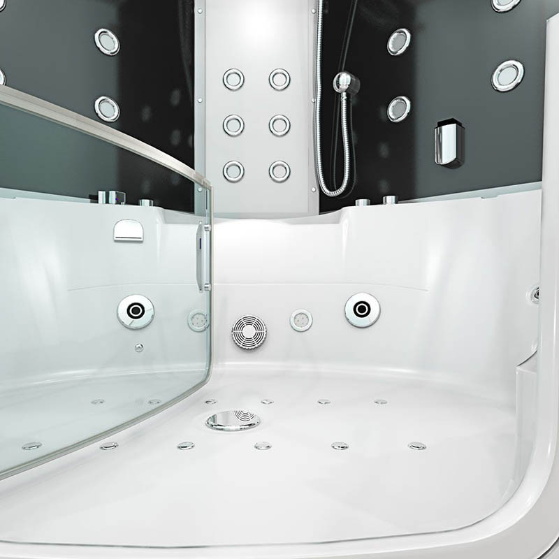 Bad Douche Whirlpool Stoom Combinatie Instapbad Rivera Black 140X140X60CM