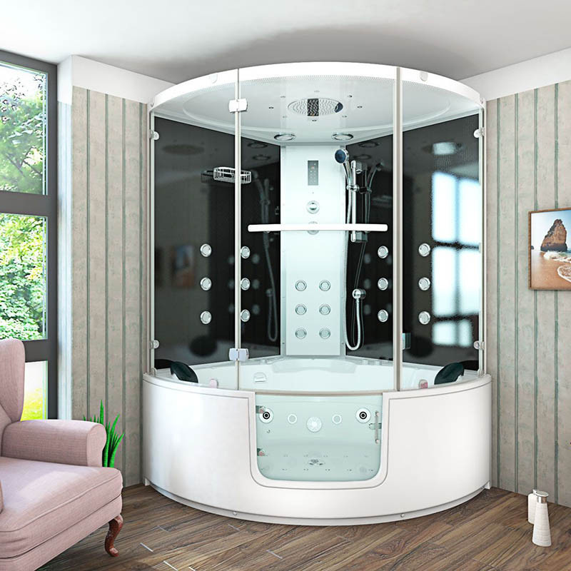 Bad Douche Whirlpool Stoom Combinatie Instapbad Rivera Black 140X140X60CM
