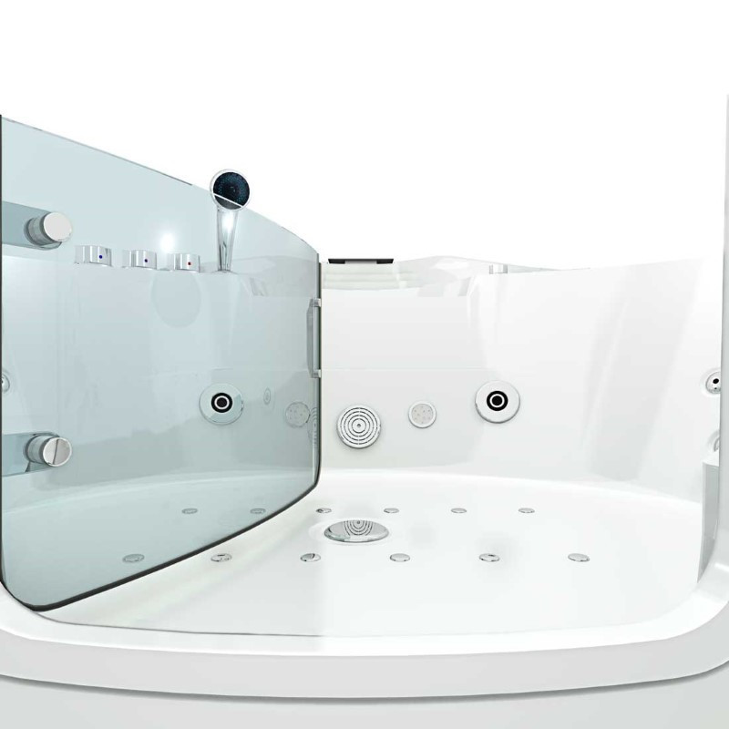 Bad Douche Whirlpool Stoom Combinatie Instapbad Rivera Black 140X140X60CM
