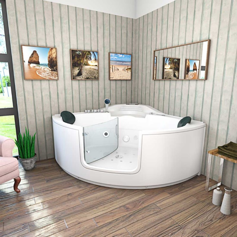 Bad Douche Whirlpool Stoom Combinatie Instapbad Rivera Black 140X140X60CM