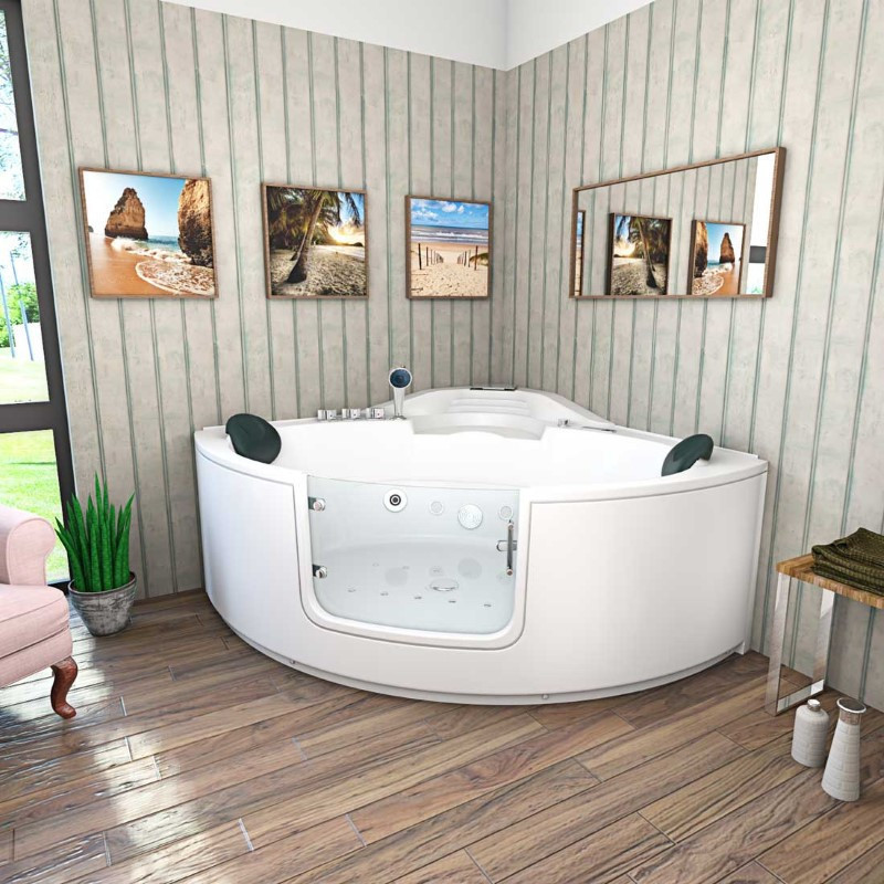 Bad Douche Whirlpool Stoom Combinatie Instapbad Rivera Black 140X140X60CM