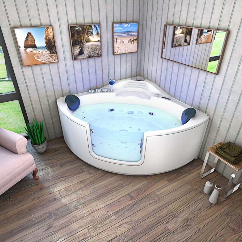 Bad Douche Whirlpool Stoom Combinatie Instapbad Rivera Black 140X140X60CM