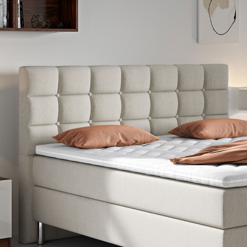 voordeel Redenaar gesloten Boxspring Luna 160 x 200 Beige. Goedkoop Boxspring Bed Uitverkoop