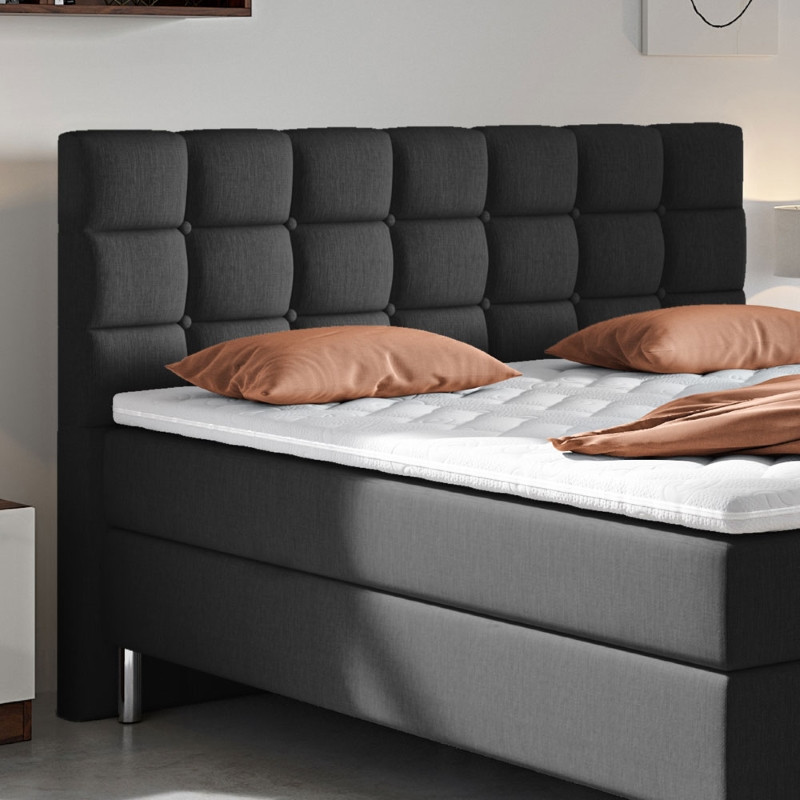 Boxspring Luna 160 x Zwart. Goedkoop Boxspring Bed Uitverkoop