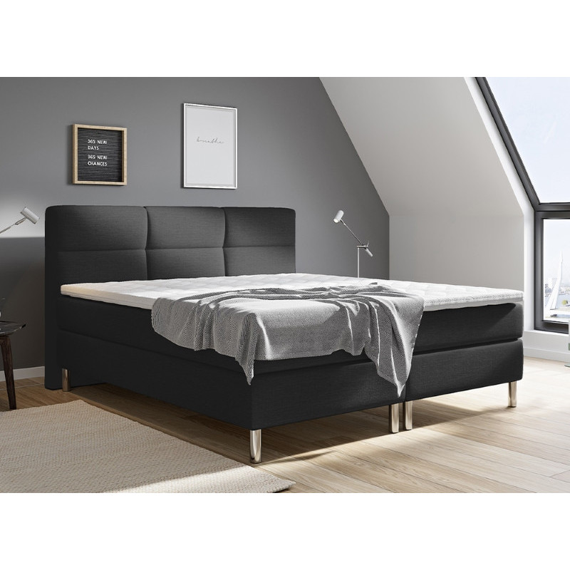 Boxspring Amata 140 x 200 Zwart. Goedkoop Boxspring Bed