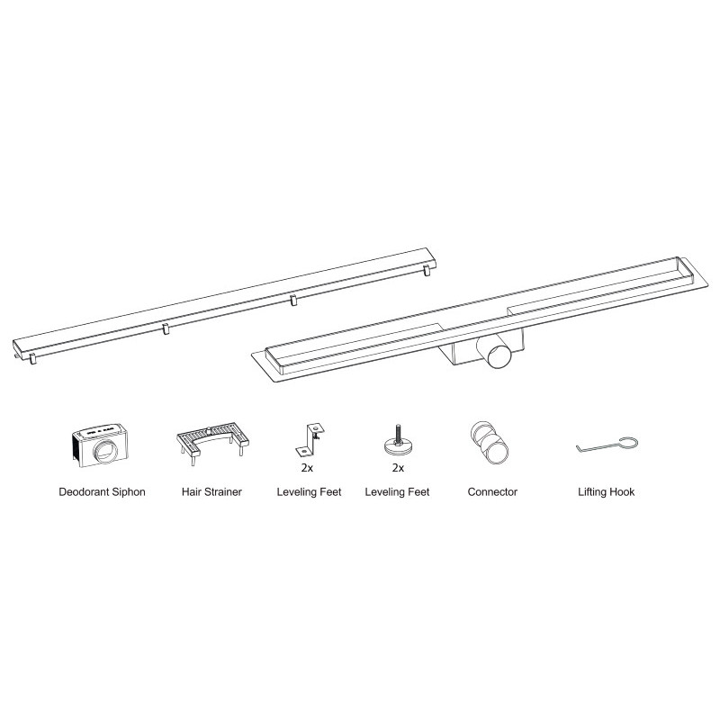 Douchegoot RVS 70 CM
