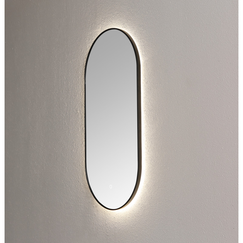 Led spiegel Amber ovaal mat zwart 3 Kleuren