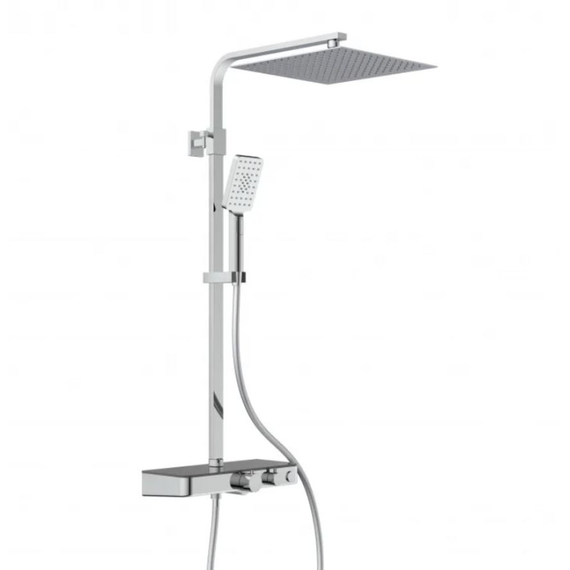 Ocean Hoofddoucheset met thermostaatkraan chroom/antraciet planchet
