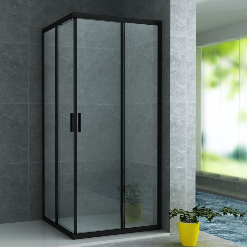 Zwarte Douchecabine 90X90X195 Vierkant
