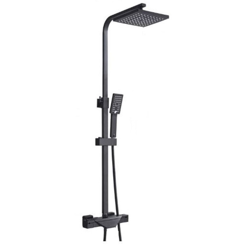 Douche Opbouwset Mat Zwart Met Waterval