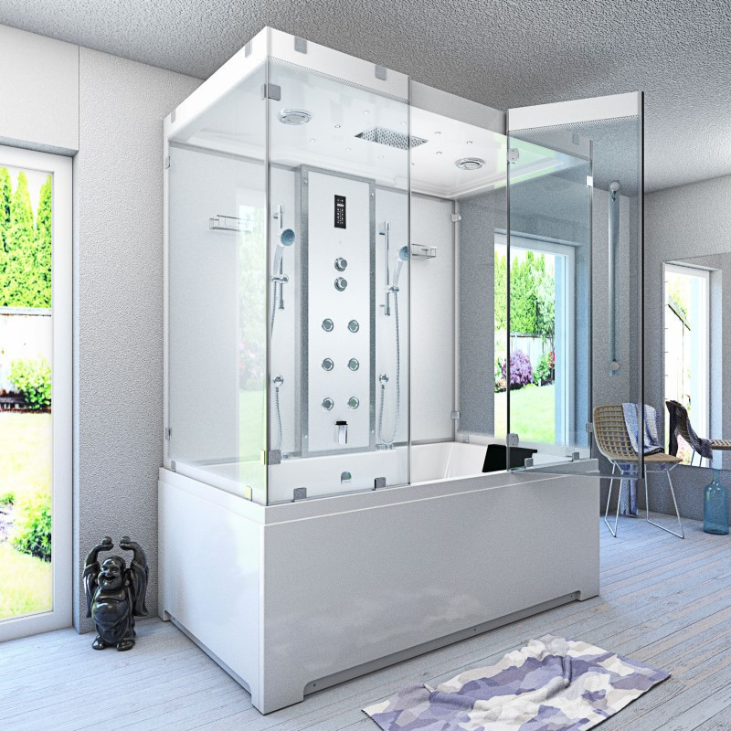 Bad Douche Whirlpool Stoom Combi Oasis White 180X100X228 Midden
