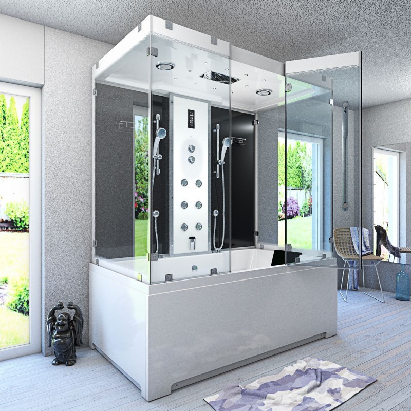 Bad Douche Whirlpool Stoom Combi Oasis Black 180X100X228 Midden