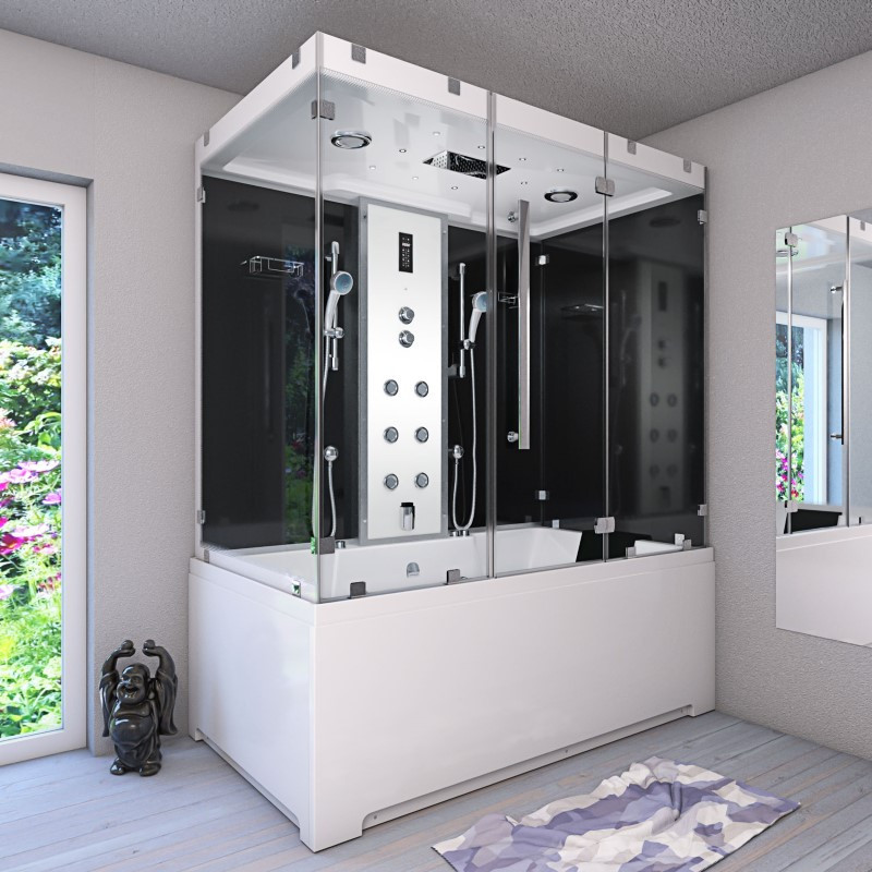 Bad Douche Whirlpool Stoom Combi Oasis Black 180X100X228 Rechts